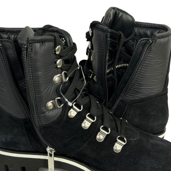 Aquatalia Morena Combat Boot Lug Sole NEW Women 7 Weatherproof Suede Black Italy - Picture 9 of 10